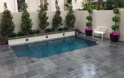 Valmont Pool, Stucco Walls and Flagstone Patio by Artscape Land Design