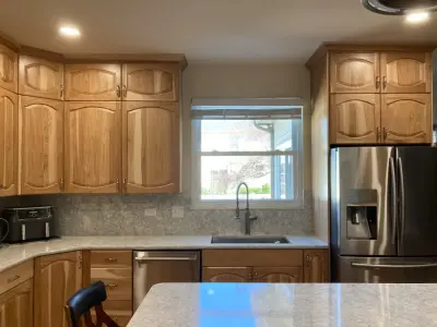 Renovation of Traditional Kitchen Featuring New Hickory Wood Cabinets — Kitchen Remodeling project by Kitchen Solvers Of Grayslake