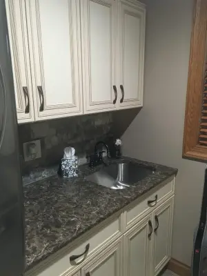 Biscuit-Colored Kitchen Renovation with Chocolate Glaze — Kitchen Remodeling project by Kitchen Solvers Of Eau Claire