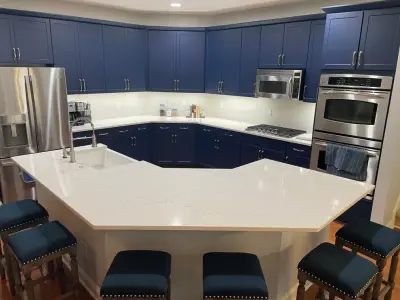 Navy Blue Shaker Style Door Transitional Kitchen Renovation — Kitchen Remodeling project by Kitchen Solvers Of Charleston