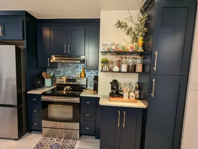 Mythic Blue Cabinets Kitchen Renovation Complete — Kitchen Remodeling project by Kitchen Solvers Of Oklahoma City