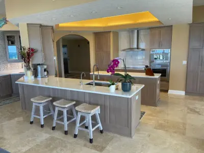 Warm Grey Cabinet Transitional Kitchen Renovation — Kitchen Remodeling project by Kitchen Solvers Of The Gulf Coast
