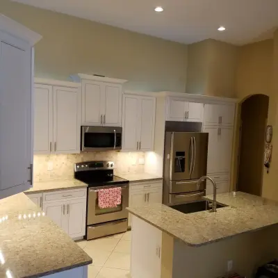 Pearl Sheen Transitional Kitchen Renovation Completed — Kitchen Remodeling project by Kitchen Solvers Of Orlando