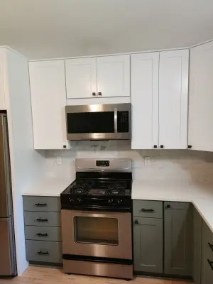 Dual-Color Hybrid Refacing with New Cabinets — Kitchen Remodeling project by Kitchen Solvers Of Madison