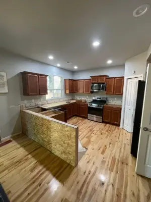 Navy and Light Gray Two-Tone Kitchen Cabinet Refacing — Kitchen Remodeling project by Emerald City Custom Cabinets
