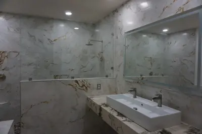 Rustic White Master Bath — Kitchen Remodeling project by Amos Tile LV