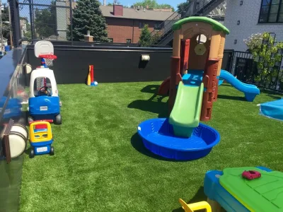 Roof Deck Playspace | 11' GMAX (fall) rating w/ 45mm pads — Landscape Design project by RugZoom Synthetic Grass & Landscaping