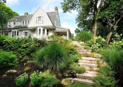 Newton, MA Front Landscape Renovation — Landscape Design project by Sallie Hill Design, Landscape Architect in Newton