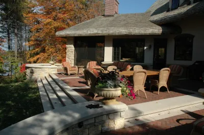 Brick & Stone Terrace — Landscape Design project by Savanna Designs, Inc.