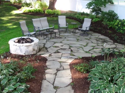 Creative Patio/ Gas fire pit — Landscape Construction project by BK Services Landscaping