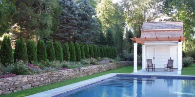 Petite Pool Garden - Westport, CT — Landscape Design project by Austin Ganim Landscape Design, LLC in Westport
