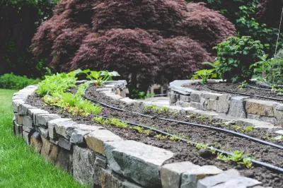 Dry Stacked Stone Raised Beds — Landscape Design project by Seattle Urban Farm Company