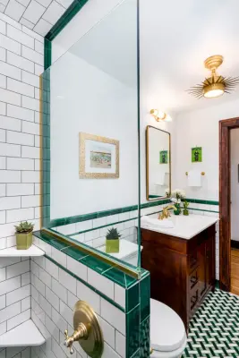 Emerald Green | Lively Green and White Bathroom — Home Renovation & Remodeling Services project by Sylvestre Remodeling & Design