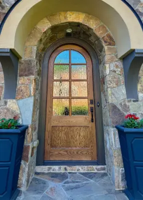 Entry Door with Arch Red Oak Stain by JM Customs & Restorations