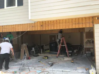 Garage door header repair and beam installation by JWAC Construction Inc.