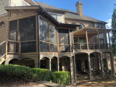 Irregularly Shaped Screened Deck by Crippen Woodworks