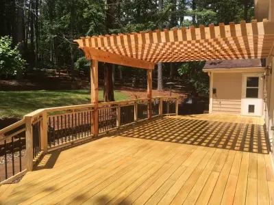 Patio Deck with Pergola by Crippen Woodworks