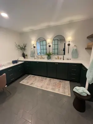 Hex Tile Flooring and Custom Shower Enclosure Bathroom Renovation — Home Renovation & Remodeling Services project by Ovation Restoration