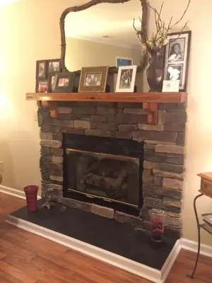 Dry-Stack Stone Hearth by Badin Lake Builders