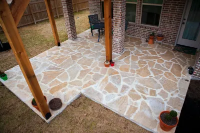 Pergola, Flagstone Patio, Landscaping — Landscape Design project by Sunrise Landscapes