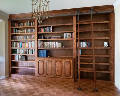 Stylish Bookshelf — Home Renovation & Remodeling Services project by Adkins Custom Cabinetry LLC