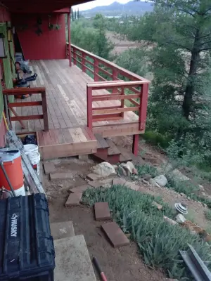 Outdoor wooden deck — Home Renovation & Remodeling Services project by The Happy Handyman