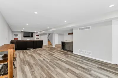 Completed Basement and New Bamboo Flooring — Home Renovation & Remodeling Services project by Modern Atmospheres