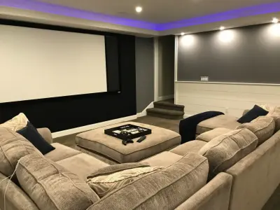 Newtown, CT Basement Renovation with Media Room by Kling Brothers Builders LLC
