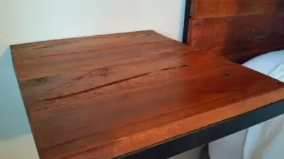 Reclaimed Pallet Wood Headboards and Floating Nightstands from Mt. Bachelor Village — Home Renovation & Remodeling Services project by Ron Brown - The Finisher