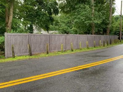 6’ Driftwood Project (Illusions Brand Vinyl) Finished in Weston — Fence Installation project by All American Fence Company