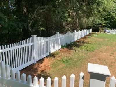 4-Foot White Scalloped Victorian Vinyl Project — Fence Installation project by All American Fence Company