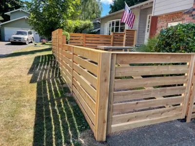 Contemporary Low Profile Horizontal Front Yard Barrier — Fence Installation project by ABIS Construction