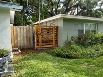 Cedar Entryway with Clearwater Horizontal Design — Fence Installation project by Hunter's Woods Outdoors