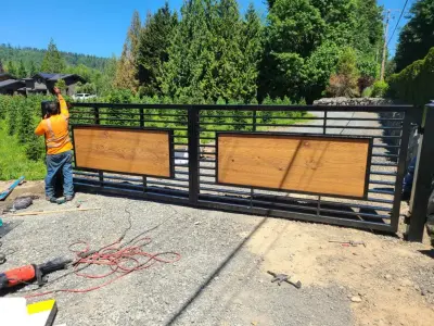 Distinctive double swing gate for daycare in Duvall, WA — Fence Installation project by Evergreen Electric Gates NW LLC