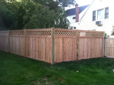 Cedar Tongue and Groove Lattice Top Estate Fence in West Hartford — Fence Installation project by Hartford Fence Company