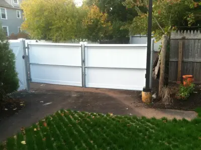 West Hartford | Custom Double Gate for PVC Privacy — Fence Installation project by Hartford Fence Company