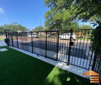 Decorative Iron Fence and Sliding Gate for Driveway — Fence Installation project by My Garage And Gates