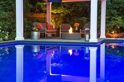 beautiful swimming pool blended seamlessly into the landscape — Landscape Design project by Thomas Flint Landscape Design & Development