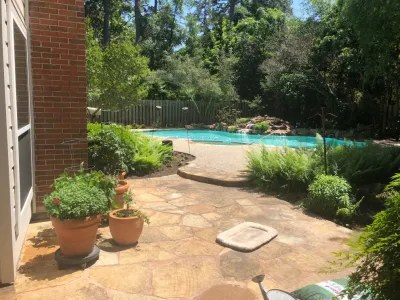 Pool Decking - Before & After — Landscape Design project by Thompson's Landscaping in The Woodlands