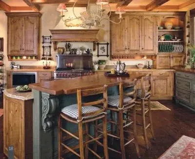 Medium Hardwood Cabin Lodge Kitchen by Cabinets Etc By Design