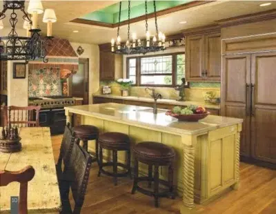 Classic Kitchen featuring White Island and Decorative Wood Details by Cabinets Etc By Design