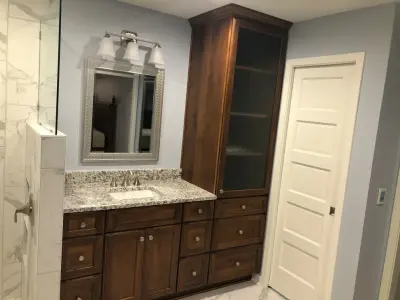 Lake House Primary Bath — Kitchen Remodeling project by MKM Home Design + Planning