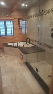 Log Cabin Primary Bath Renovation — Kitchen Remodeling project by Tile KC