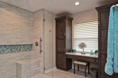 Elegant Bathroom with Walk-In Shower and Vanity Area — Kitchen Remodeling project by Gilbert Design Build