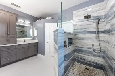 Azure Hues Primary Bath — Kitchen Remodeling project by CMK Construction