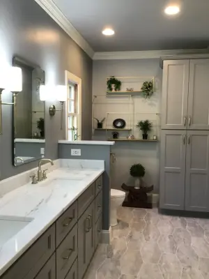 Luxurious Marble Zero Entry Shower for Master Bathroom — Kitchen Remodeling project by The Bath Shop