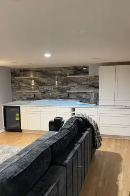 Contemporary Bar and Shower - Woodlawn Village — Kitchen Remodeling project by Olivia Withers Kitchen & Bath Design