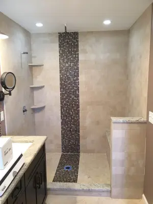 Contemporary Bathroom Featuring Rainfall Shower — Kitchen Remodeling project by Len's Remodeling And Contracting Services