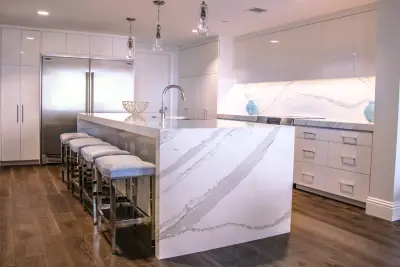 Contemporary Kitchen Revamp in White Acrylic — Kitchen Remodeling project by Kitchen Solvers Of The Gulf Coast