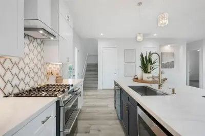 Contemporary White Kitchen with Blue Island in Houston, Texas — Kitchen Remodeling project by Smart Remodeling LLC